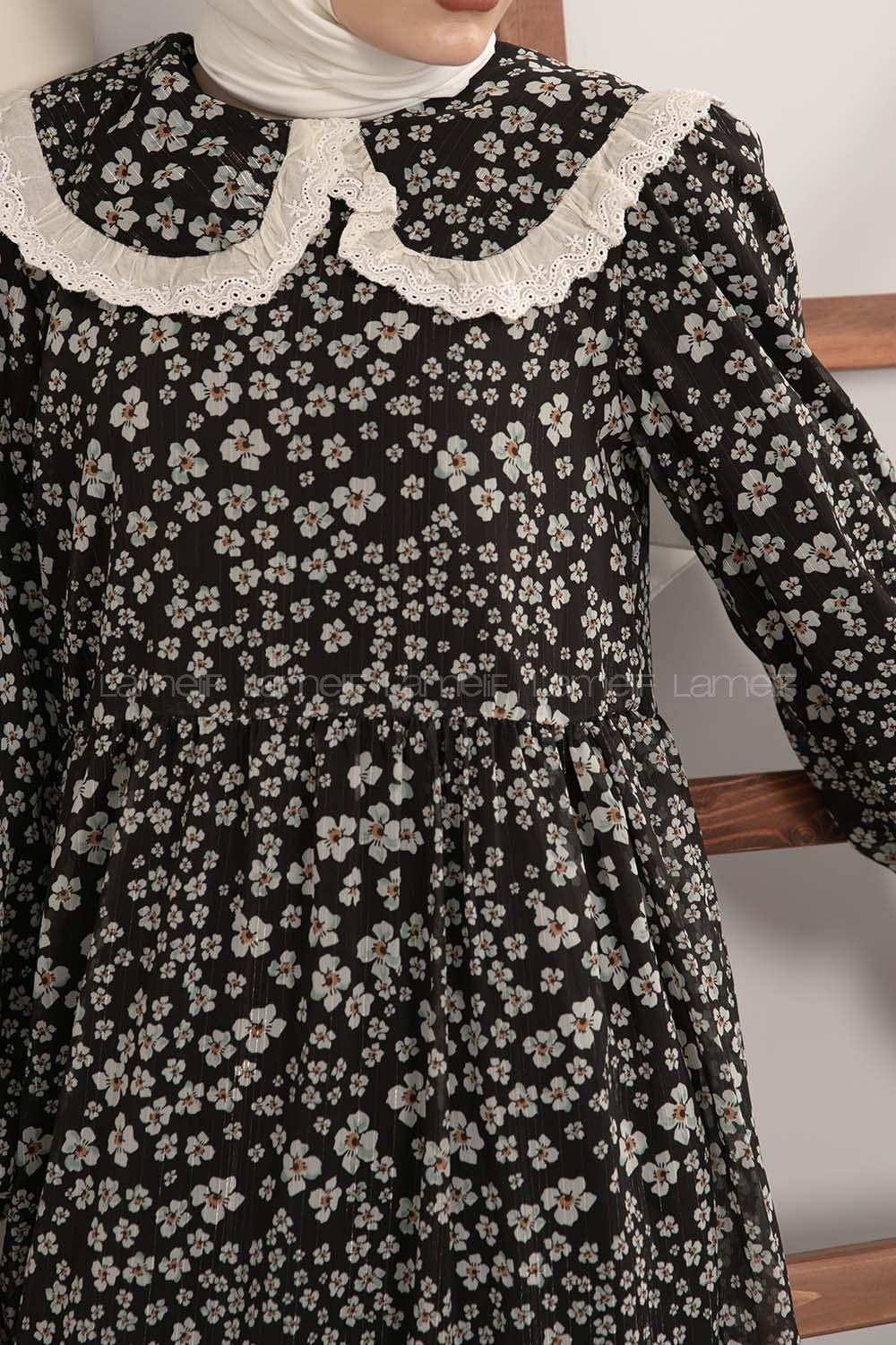 Modalamelif Bebe Yaka Fırfırlı Elbise Siyah