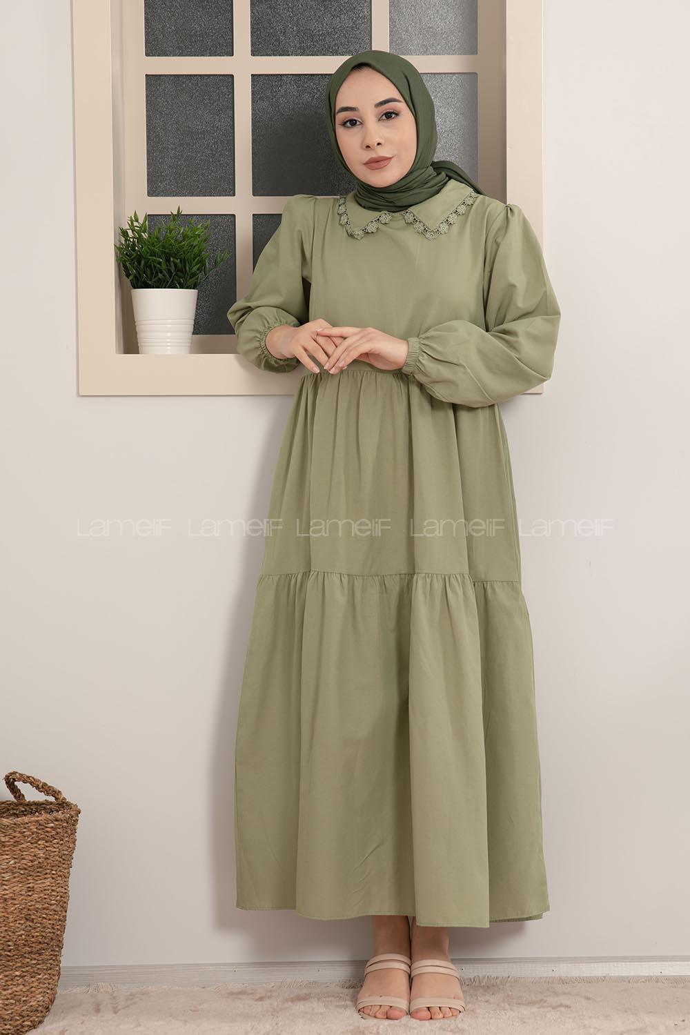 Modalamelif Bebe Yaka Kol Lastikli Elbise Çağla Yeşili