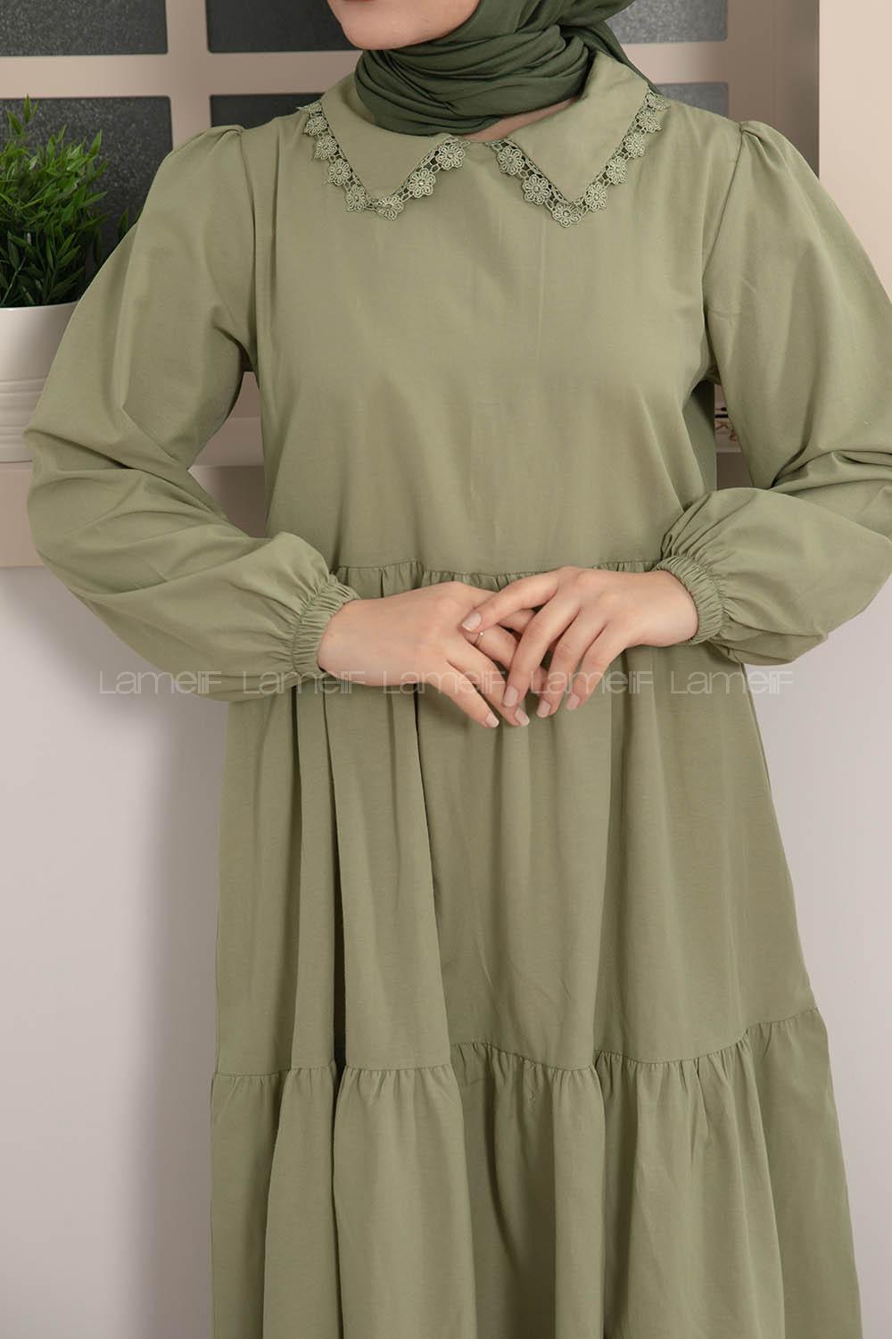 Modalamelif Bebe Yaka Kol Lastikli Elbise Çağla Yeşili