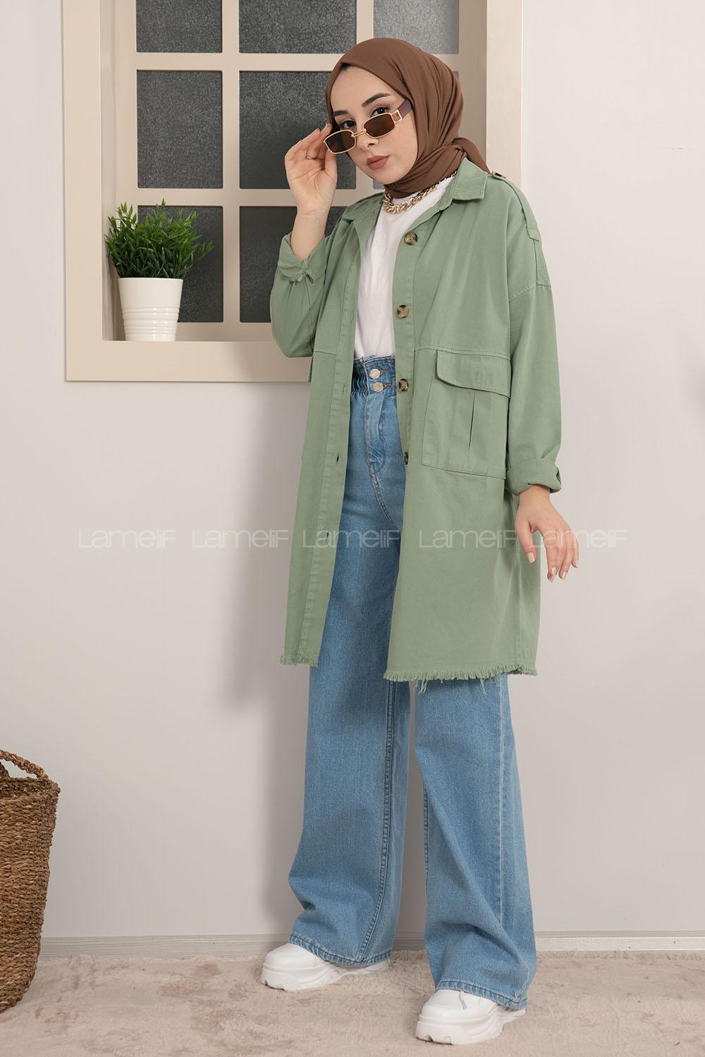 Modalamelif Omuz Apoletli Püsküllü Ceket Haki