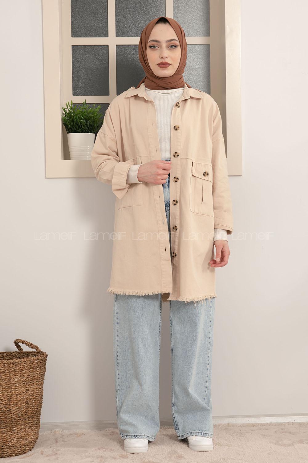 Modalamelif Omuz Apoletli Püsküllü Ceket Taş Rengi