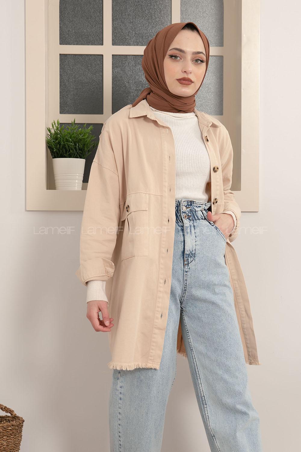 Modalamelif Omuz Apoletli Püsküllü Ceket Taş Rengi