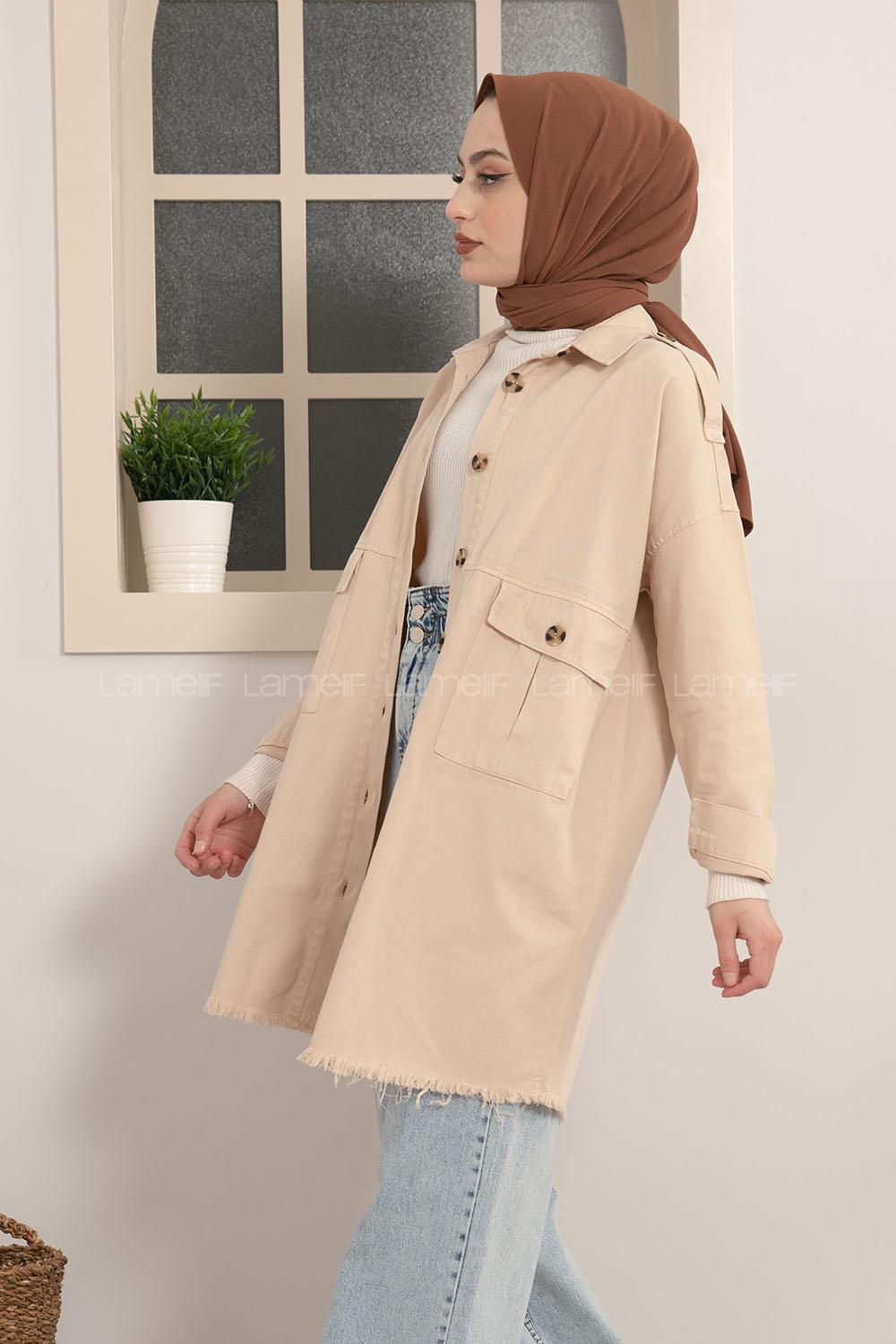 Modalamelif Omuz Apoletli Püsküllü Ceket Taş Rengi