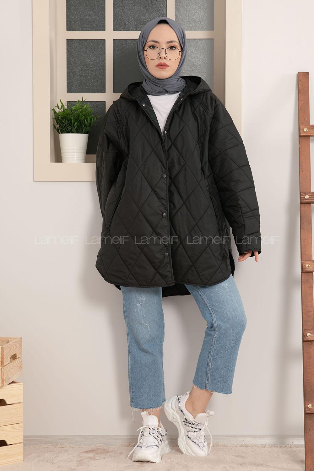 Lamelif Önü Çıtçıt Düğmeli Mont Siyah