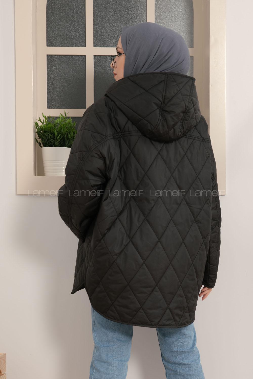 Lamelif Önü Çıtçıt Düğmeli Mont Siyah