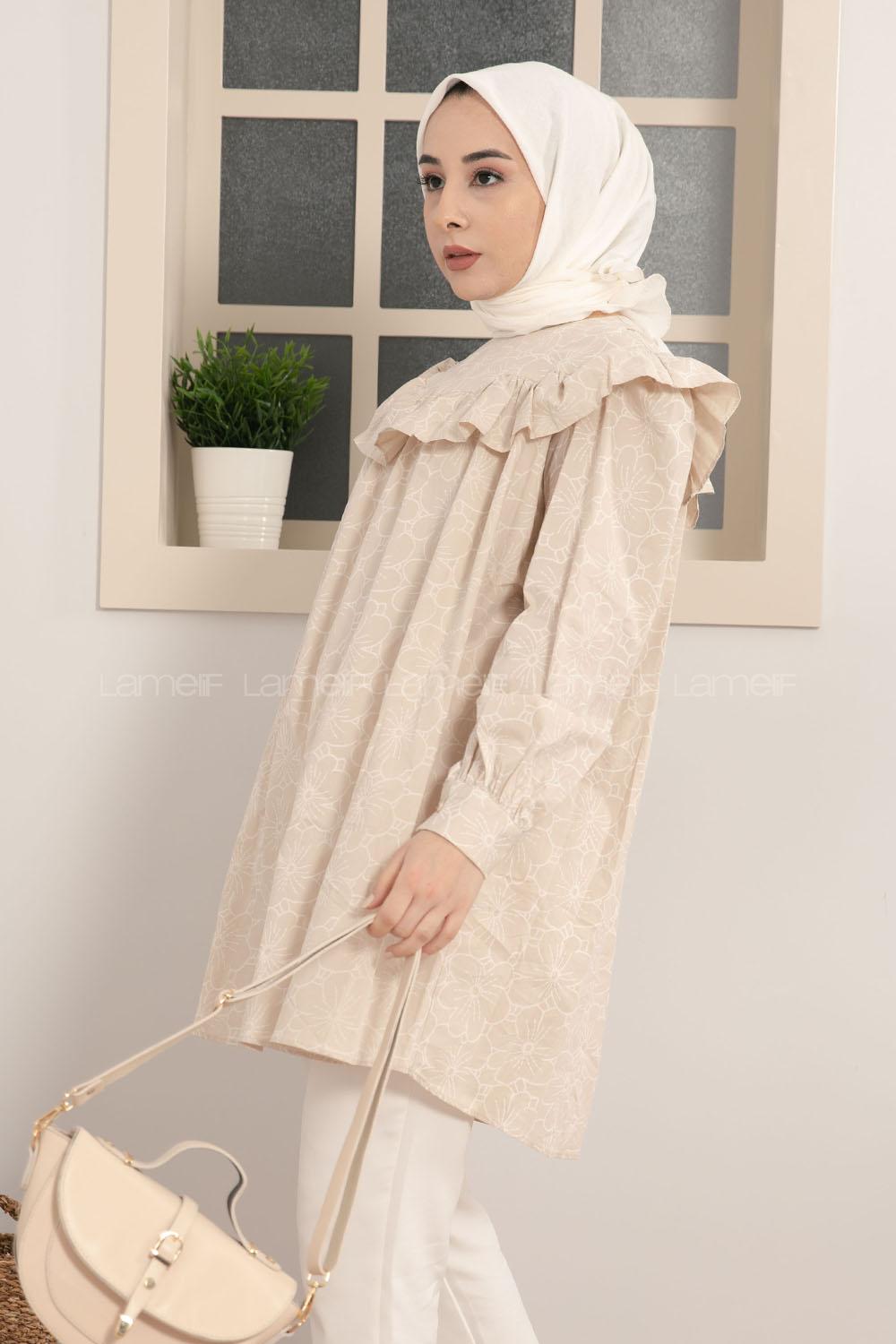 Modalamelif Robası Fırfırlı Dantel Desen Tunik Taş