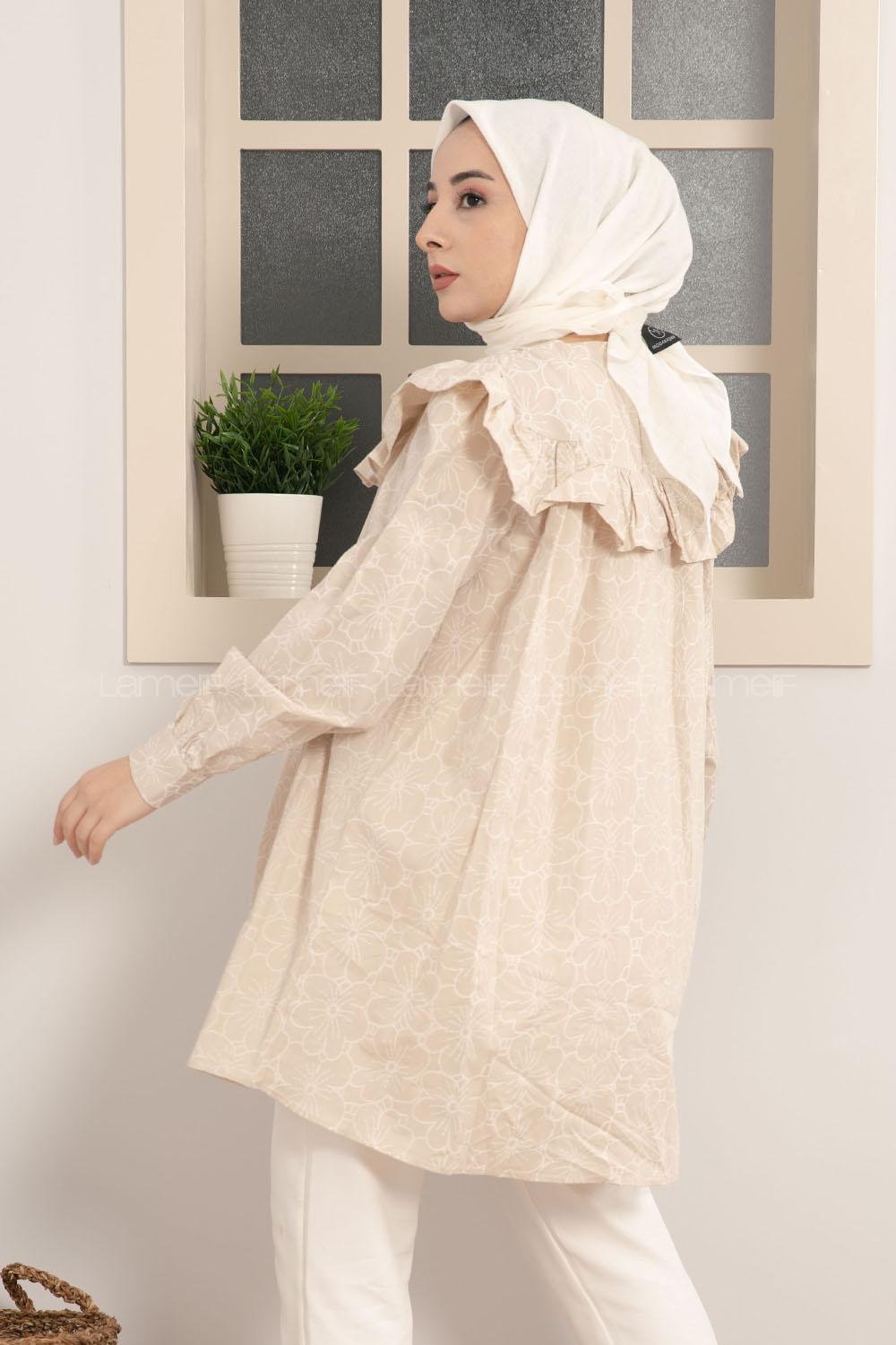 Modalamelif Robası Fırfırlı Dantel Desen Tunik Taş