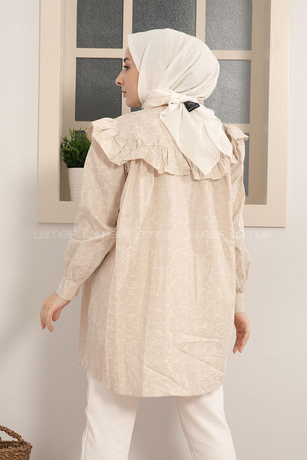 Modalamelif Robası Fırfırlı Dantel Desen Tunik Taş