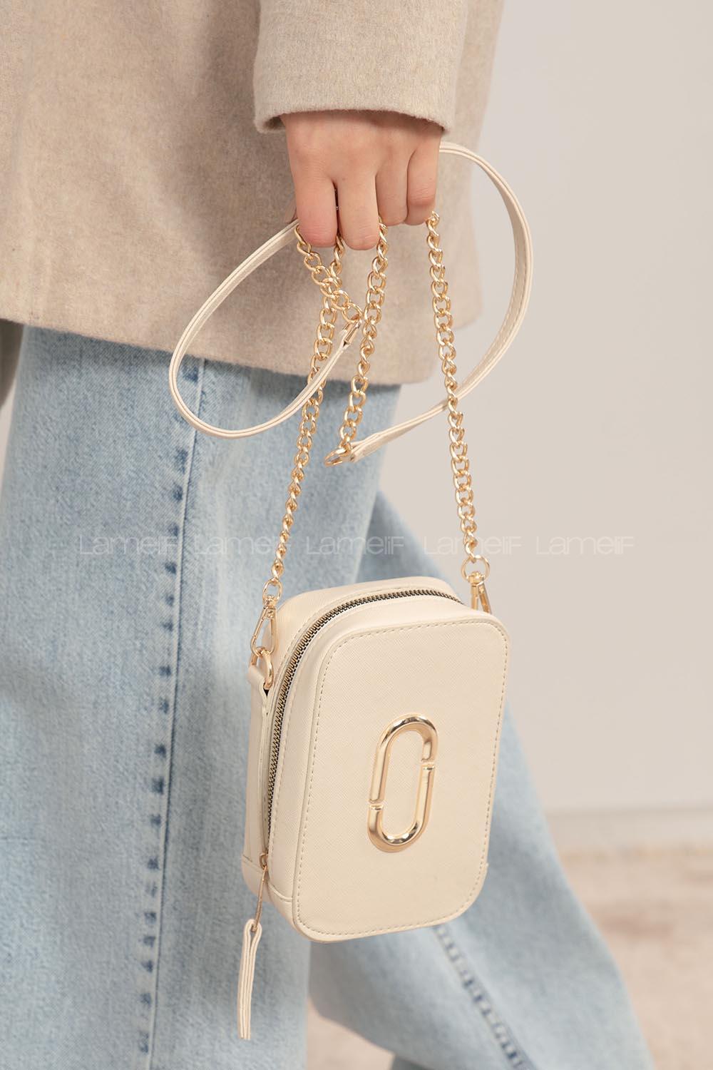 Modalamelif  Metal Detay Trok Çanta Krem