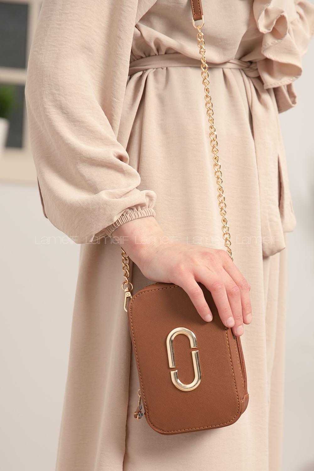 Modalamelif  Metal Detay Trok Çanta Taba