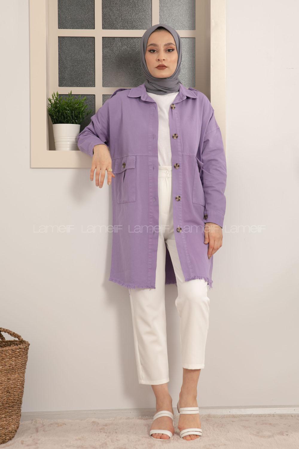 Modalamelif Omuz Apoletli Püsküllü Ceket Lila