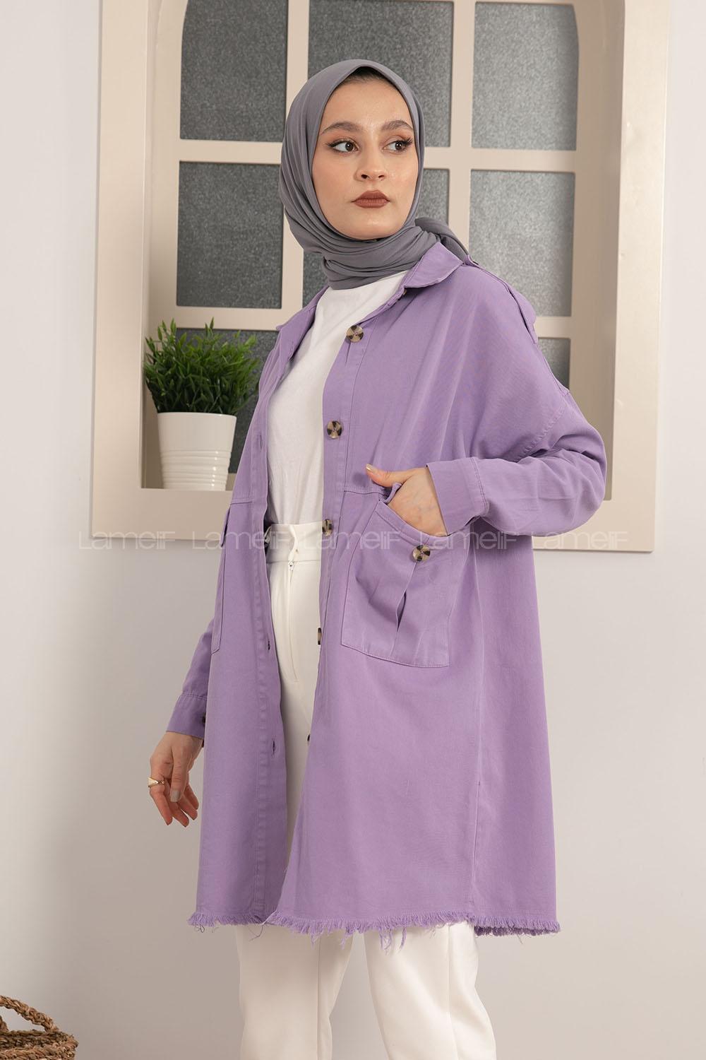 Modalamelif Omuz Apoletli Püsküllü Ceket Lila