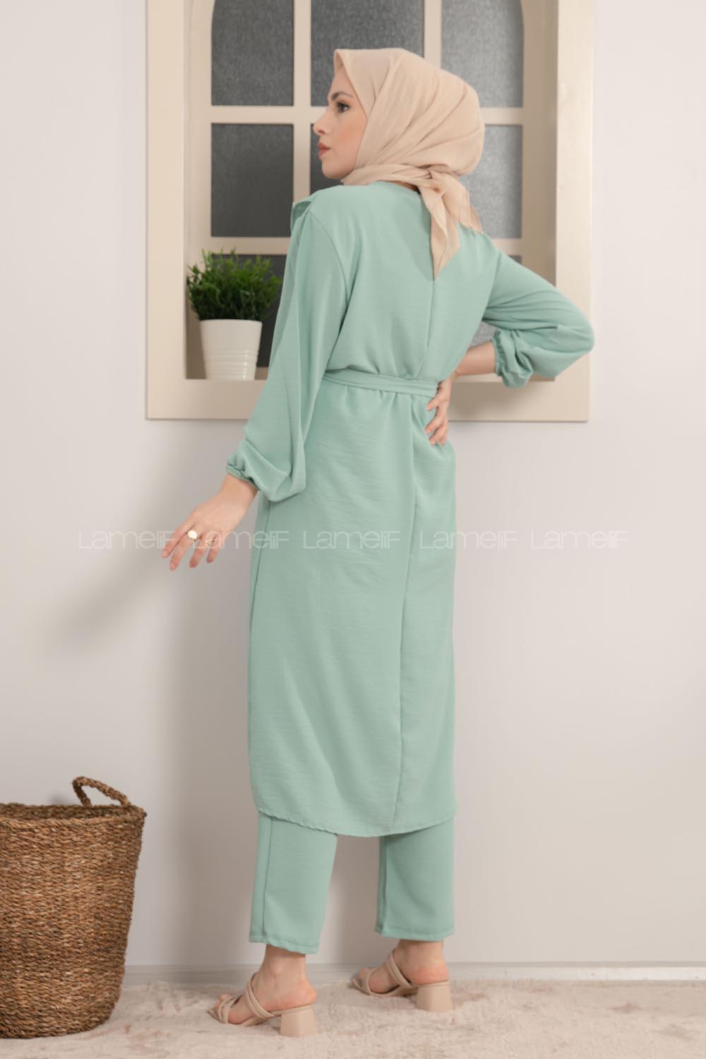 Modalamelif Önü Fırfırlı İkili Takım Mint Yeşili