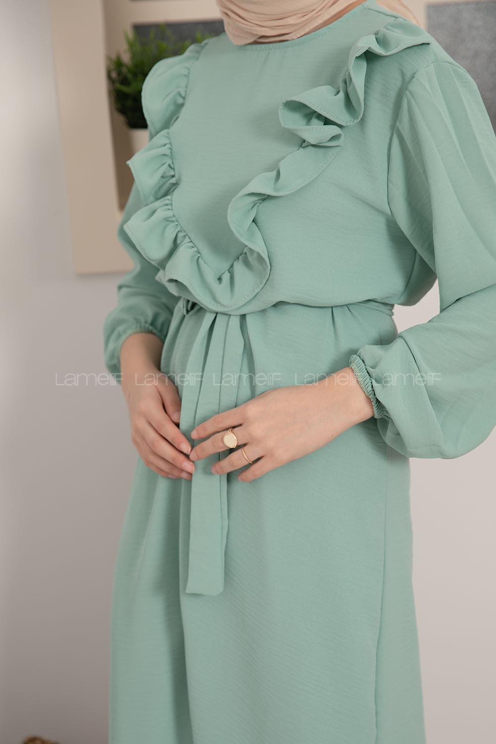 Modalamelif Önü Fırfırlı İkili Takım Mint Yeşili