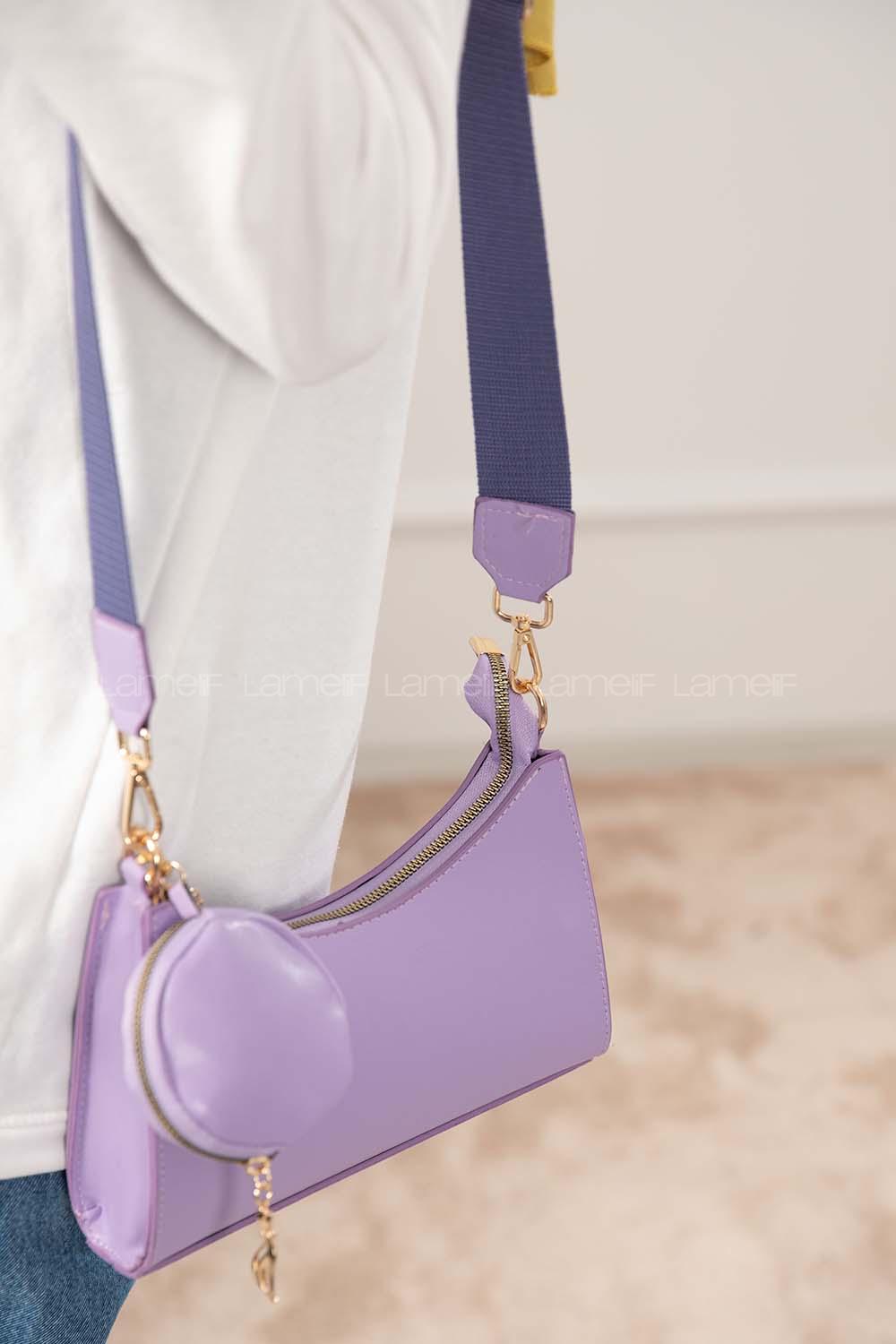 Modalamelif Baget Cüzdan Aksesuarlı  Çanta Lila
