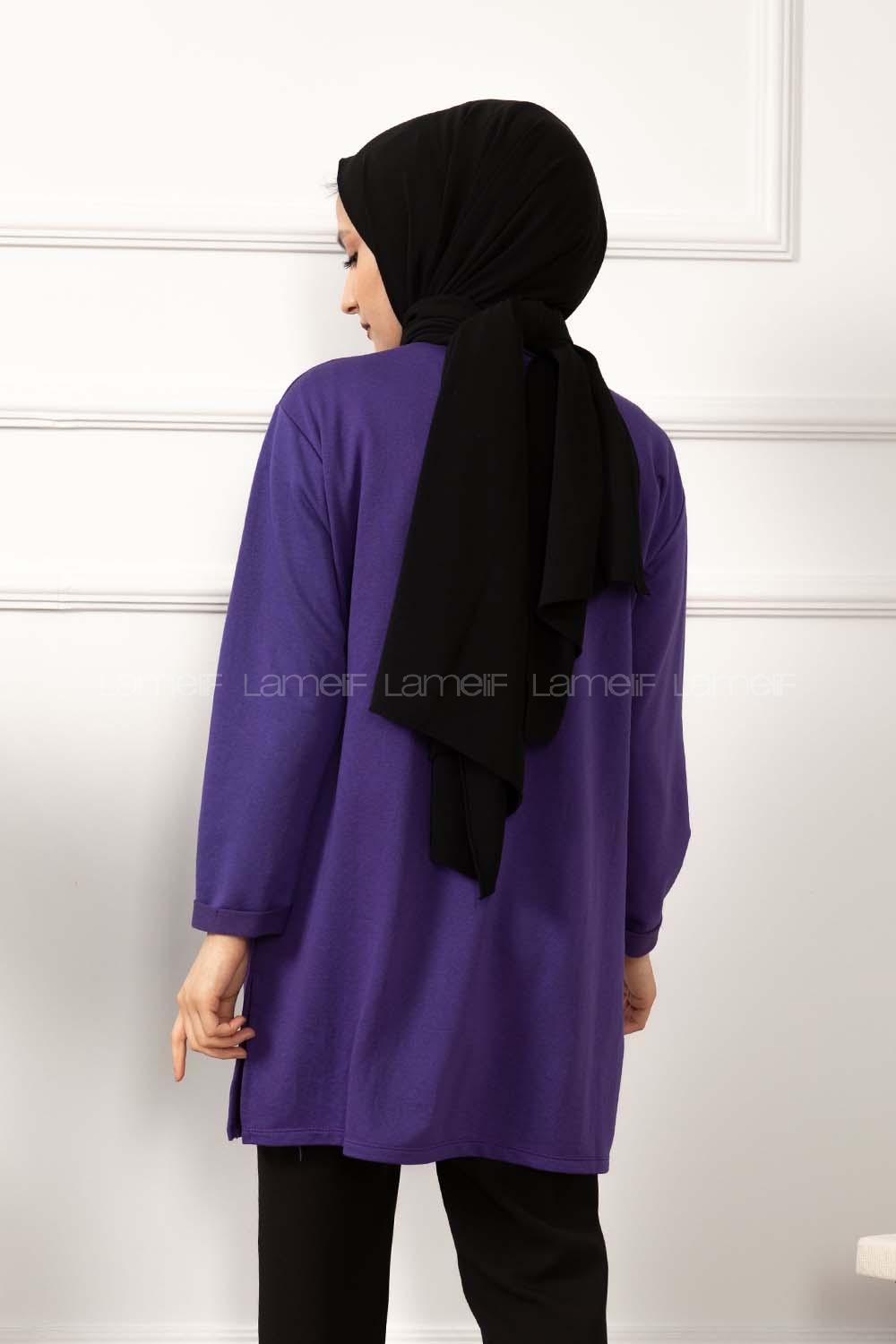 Modalamelif Dont Grow Up Baskılı Sweatshirt Mor