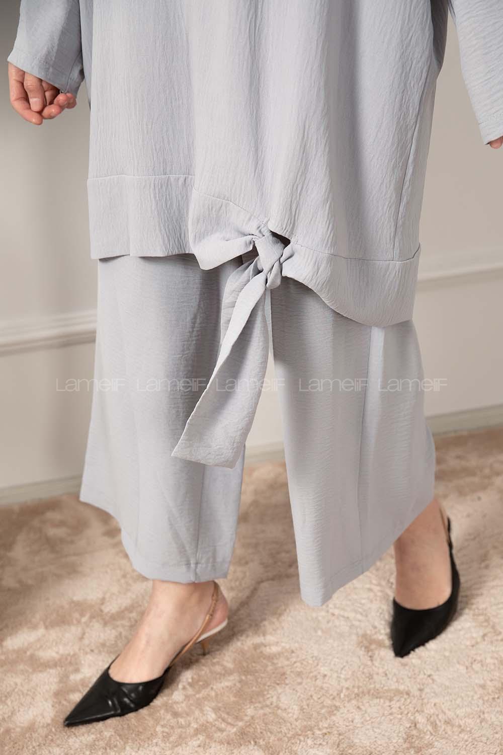 Modalamelif  Etek Ucu Bağlamalı İkili Takım Gri