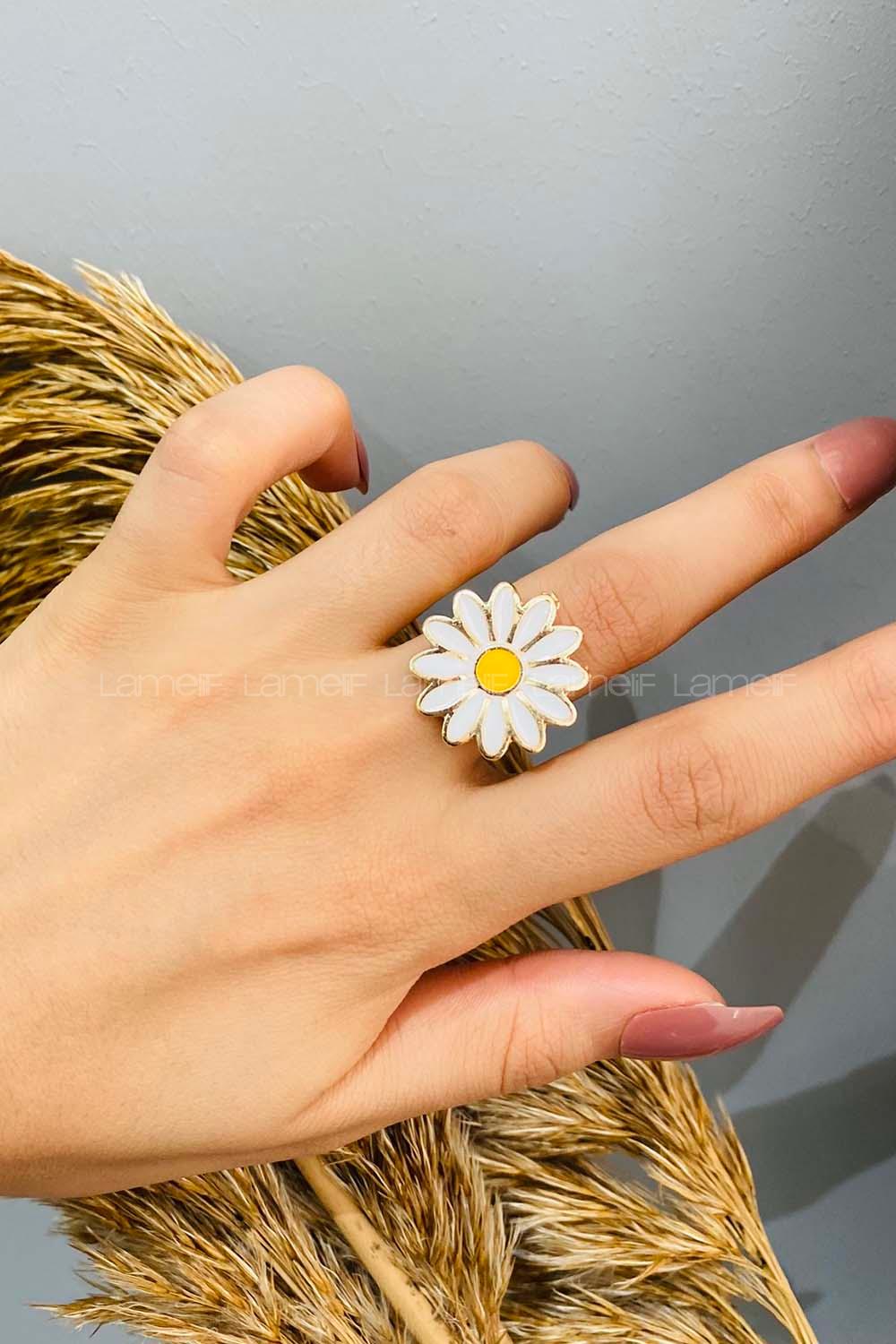 Modalamelif Gold Papatya Yüzük