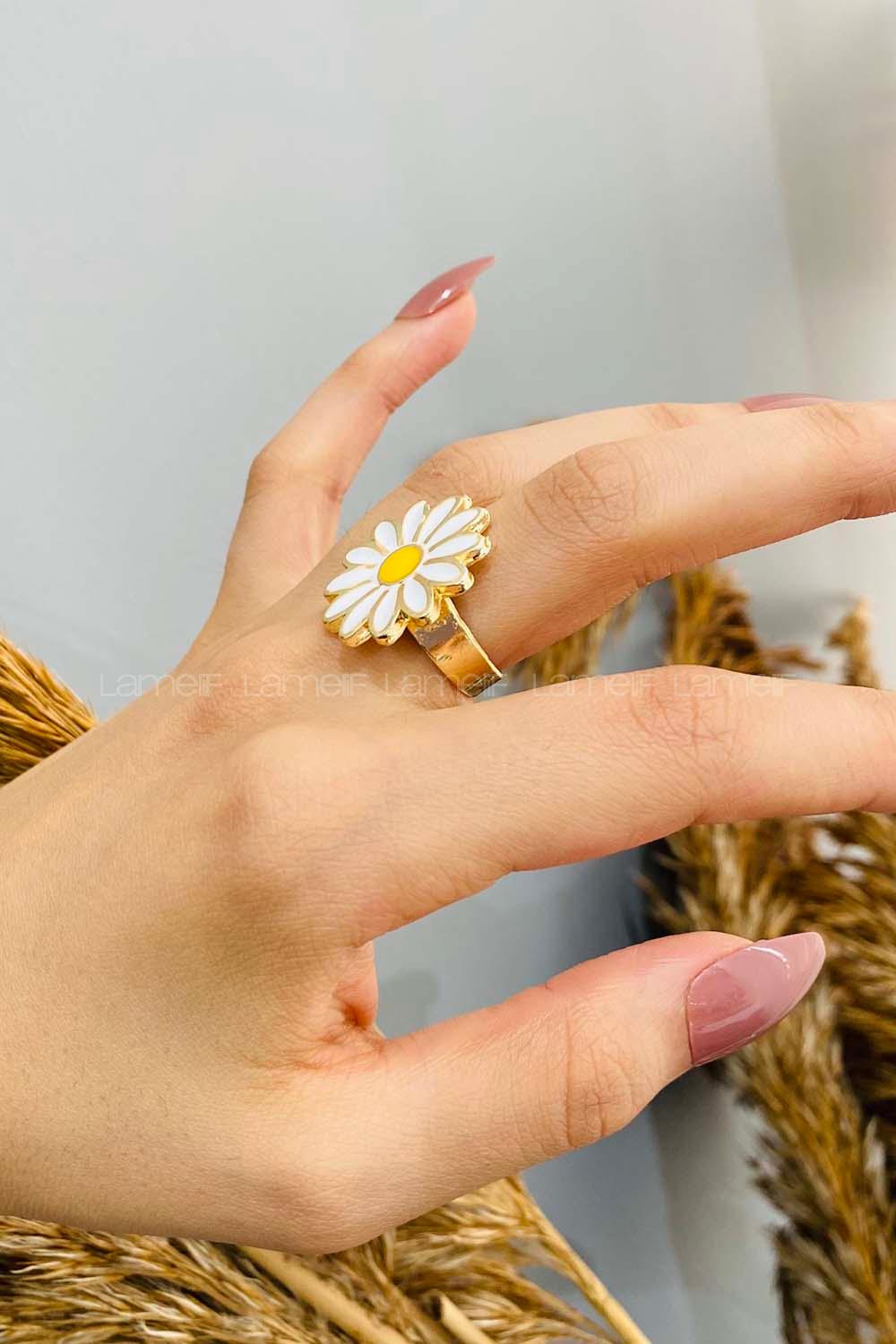 Modalamelif Gold Papatya Yüzük