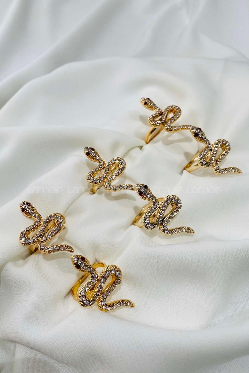 Modalamelif Gold Taş Yılan Yüzük