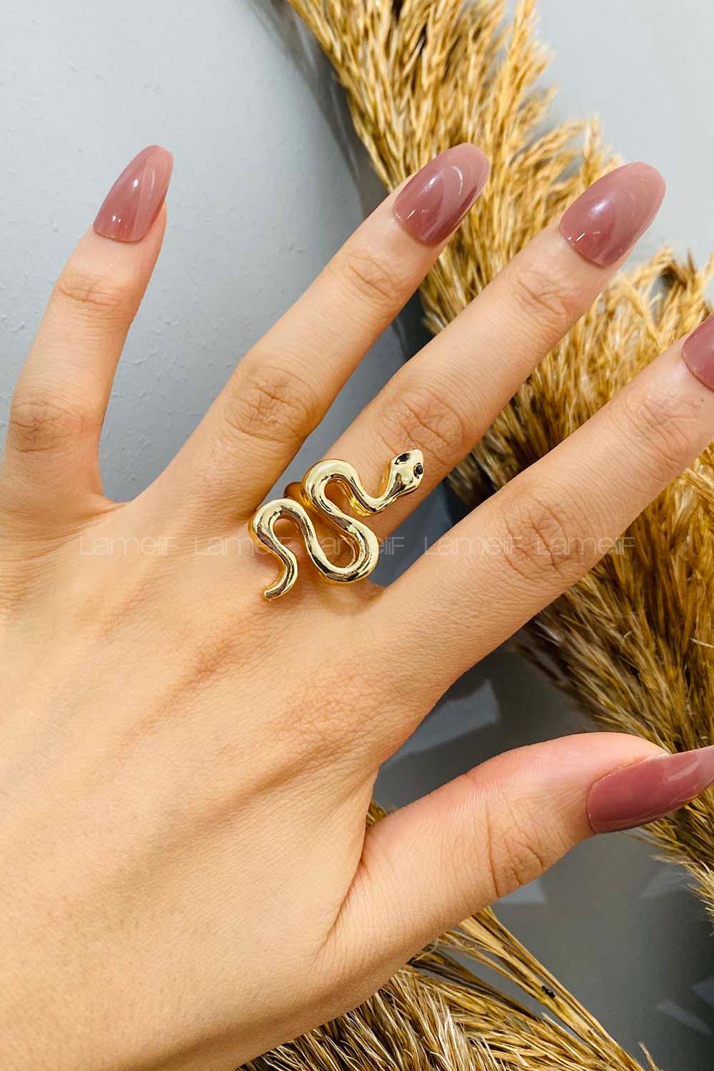 Modalamelif Gold Yılan Detay Yüzük