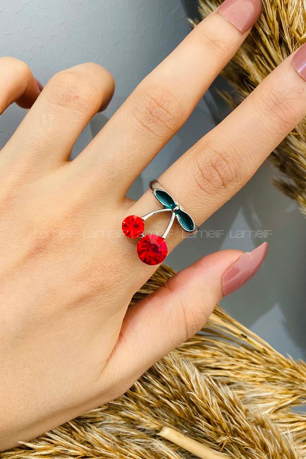 Modalamelif Gümüş Kiraz Yüzük