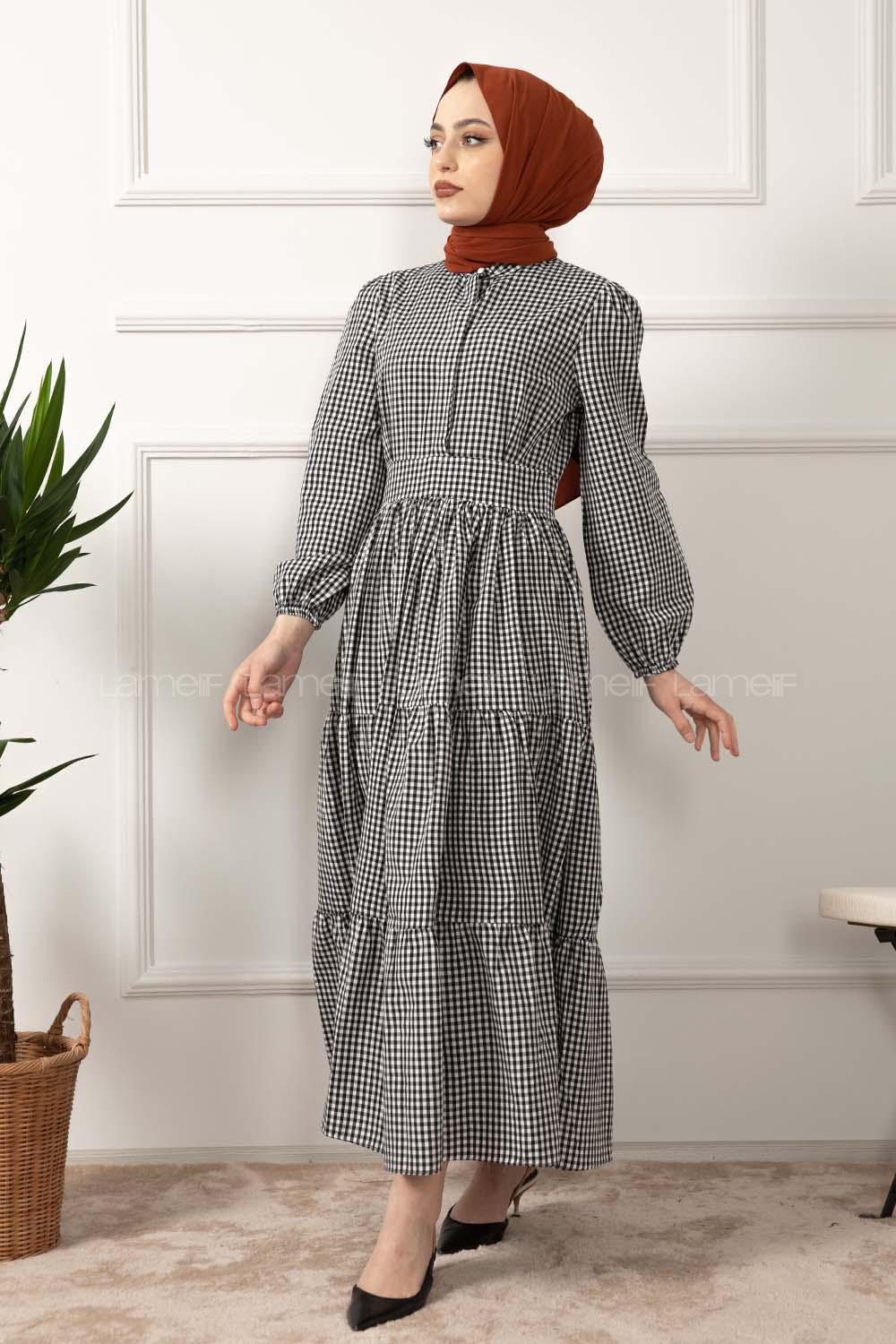 Modalamelif Hakim Yaka Pötikare Elbise Siyah