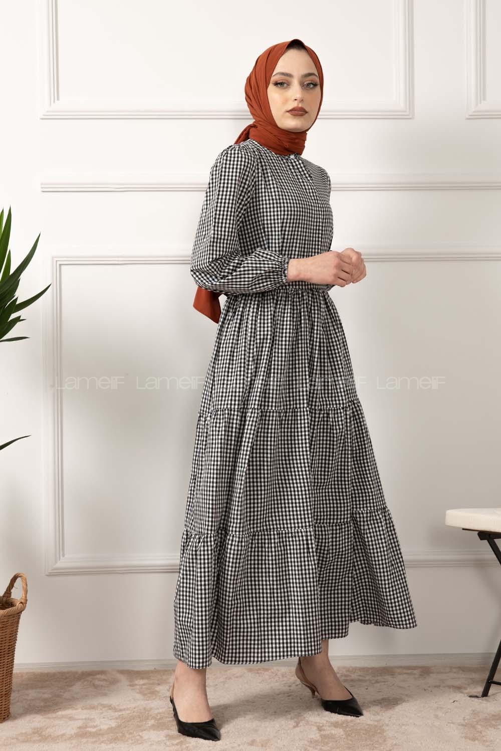 Modalamelif Hakim Yaka Pötikare Elbise Siyah