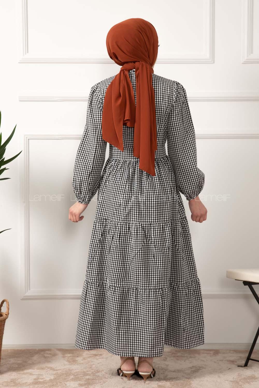 Modalamelif Hakim Yaka Pötikare Elbise Siyah