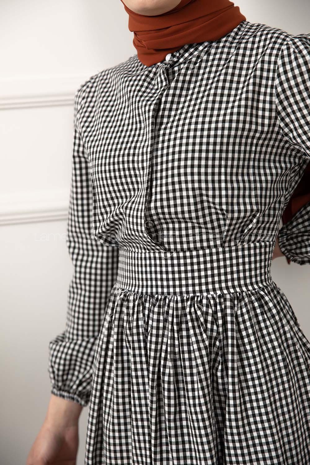 Modalamelif Hakim Yaka Pötikare Elbise Siyah