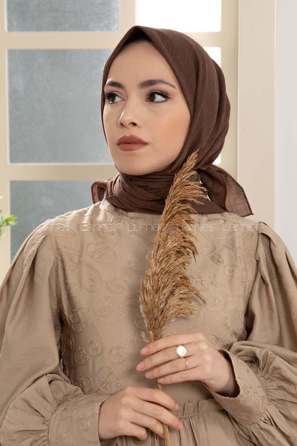 Modalamelif Keten Eşarp Kahverengi