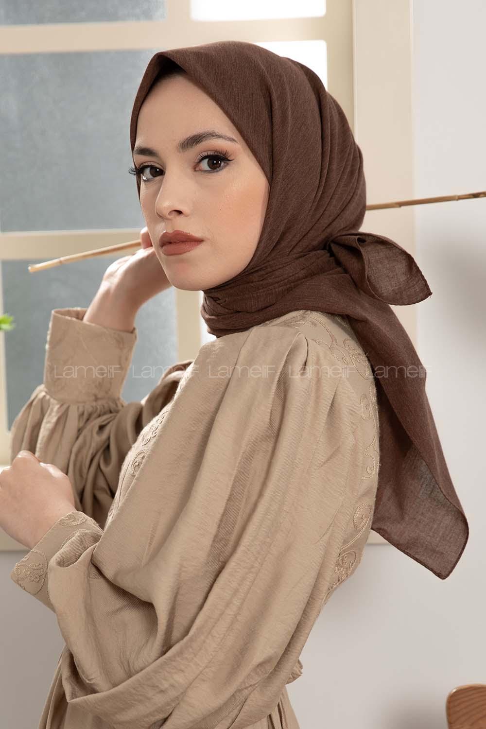 Modalamelif Keten Eşarp Kahverengi