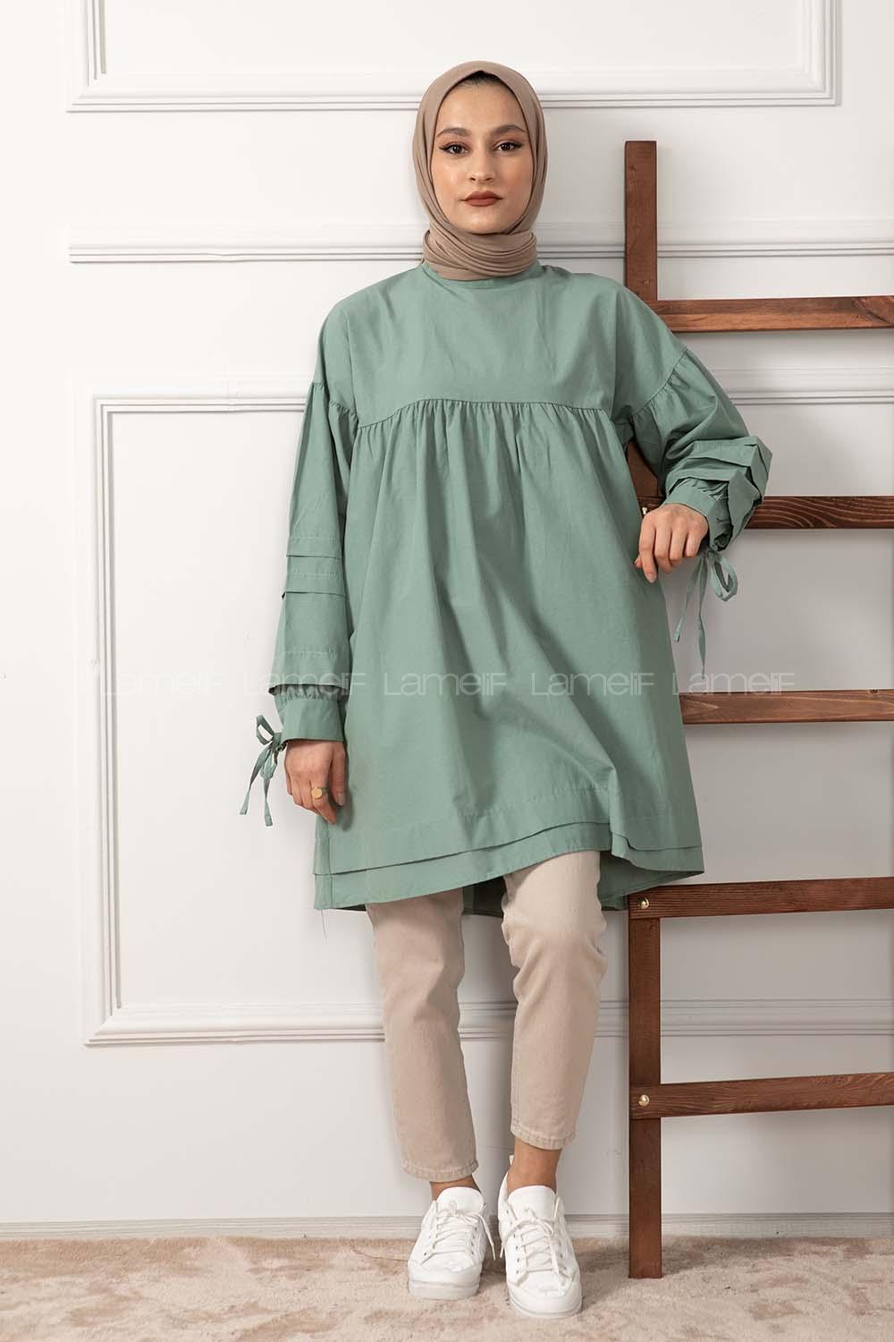 Modalamelif Kol Bağlamalı Tunik Çağla Yeşili