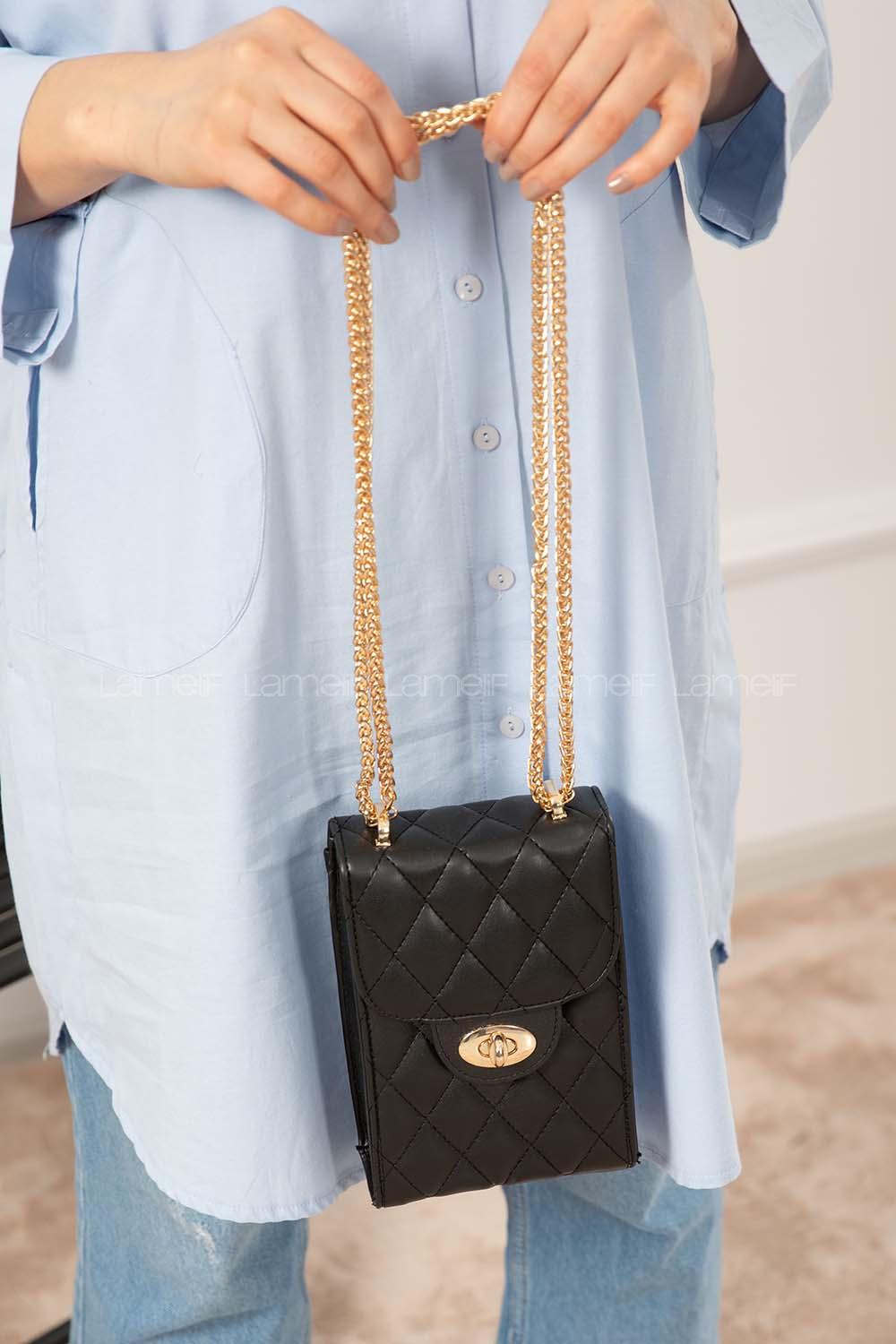 Modalamelif Messenger Model Kapitone Baskı Çanta Siyah