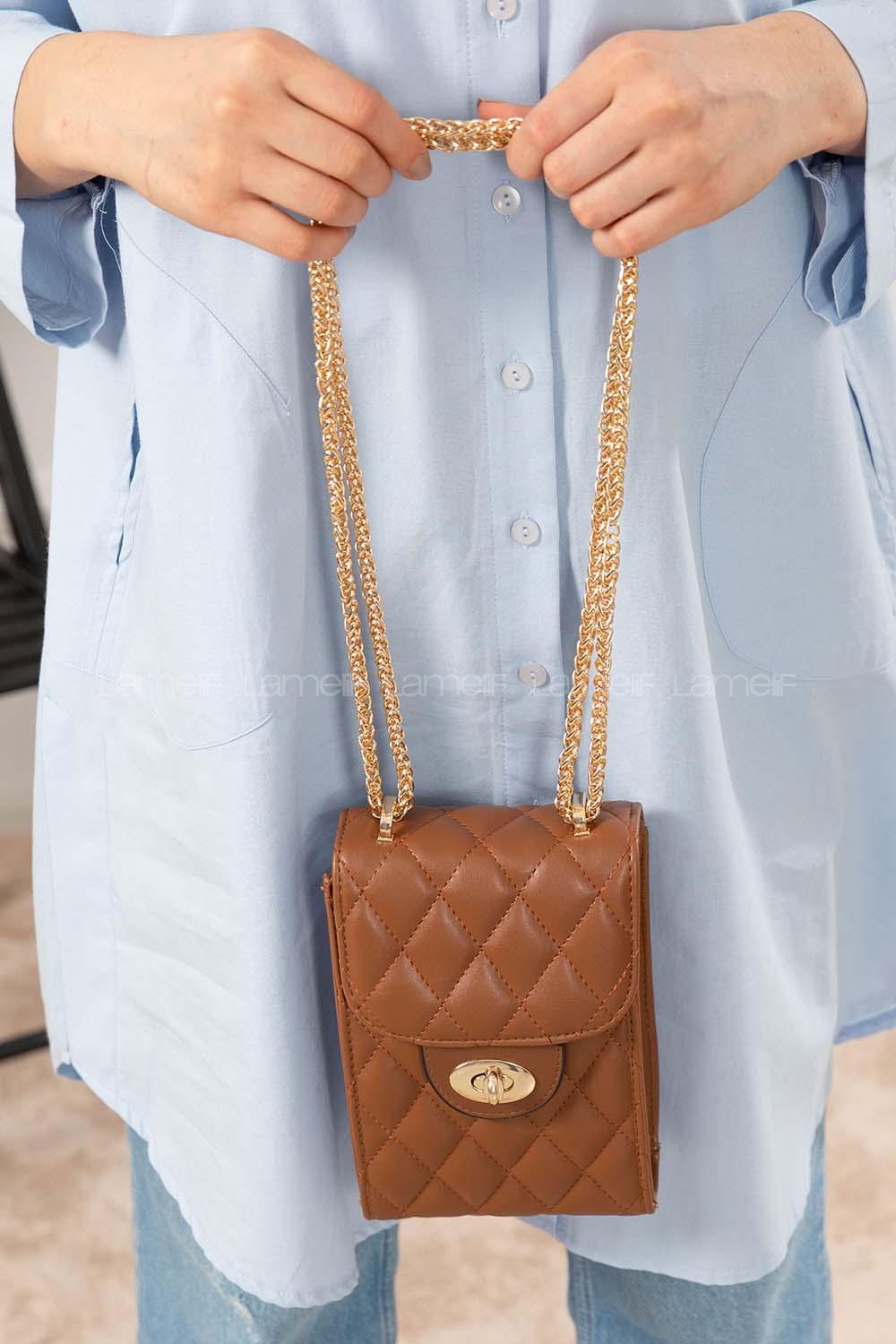 Modalamelif Messenger Model Kapitone Baskı Çanta Taba