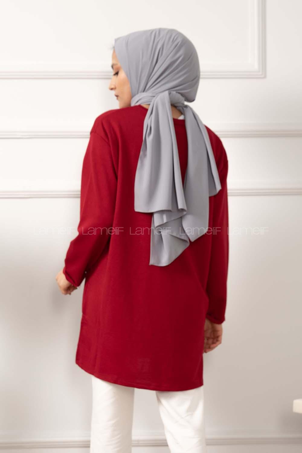 Modalamelif Müzikal Baskı Sweatshirt Bordo