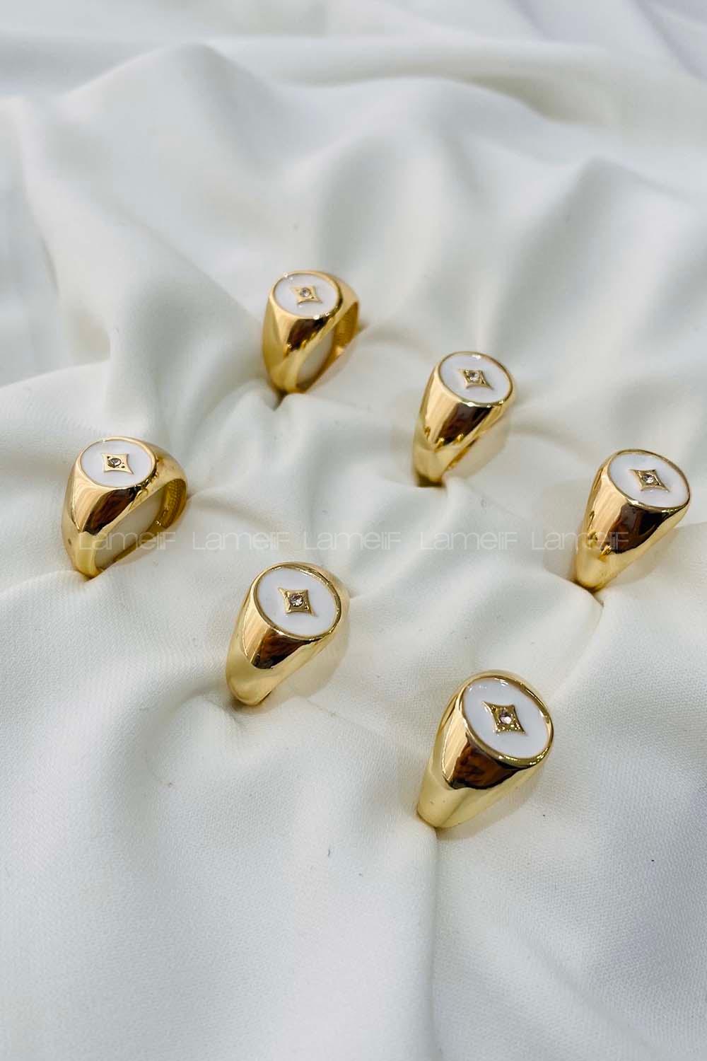 Modalamelif Olips Beyaz Yüzük