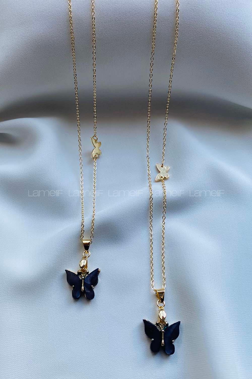 Modalamelif Siyah Kelebek Kolye