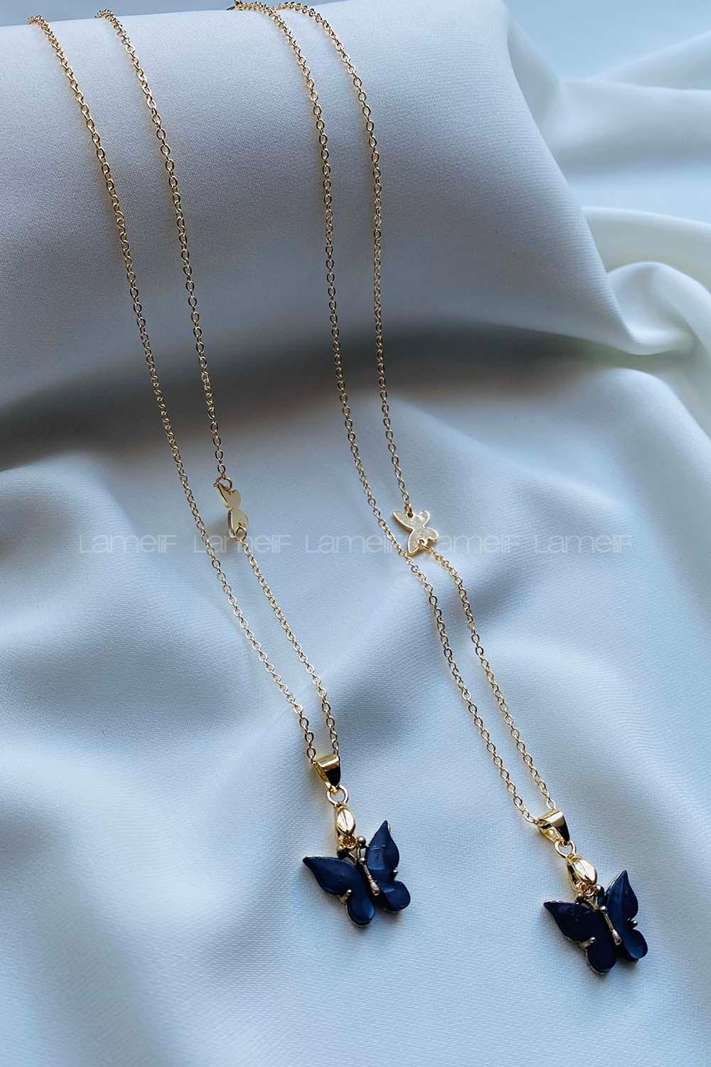 Modalamelif Siyah Kelebek Kolye