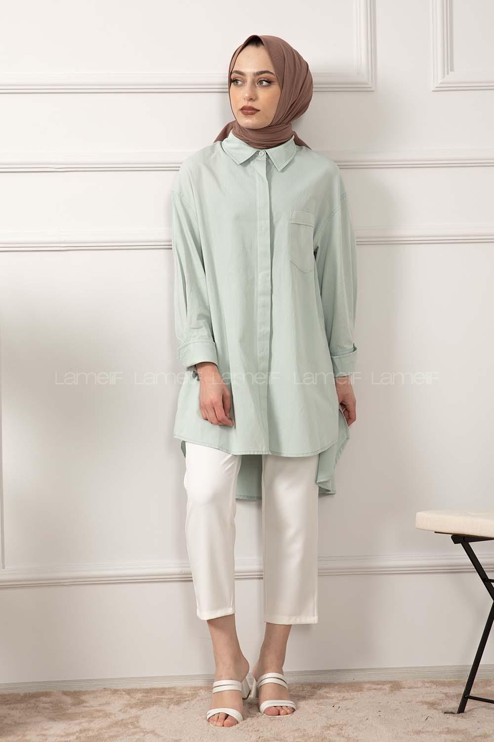 Modalamelif Tek Cepli Salaş Gömlek Mint Yeşili