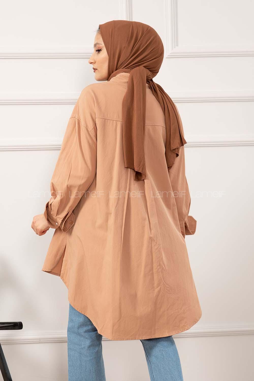 Modalamelif Tek Cepli Salaş Gömlek Sütlü Kahve