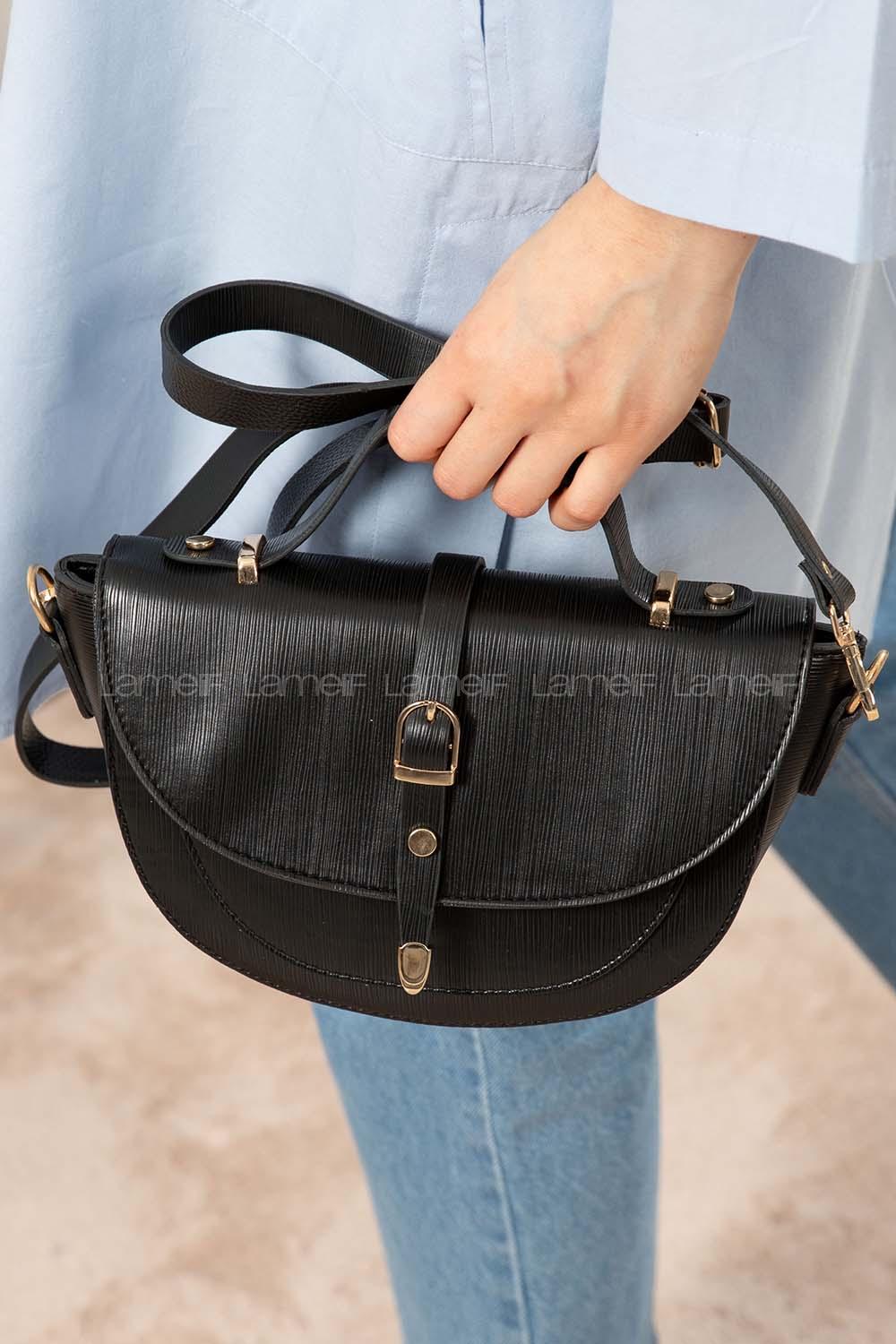 Modalamelif Toka Kilitli Dokulu Çanta Siyah