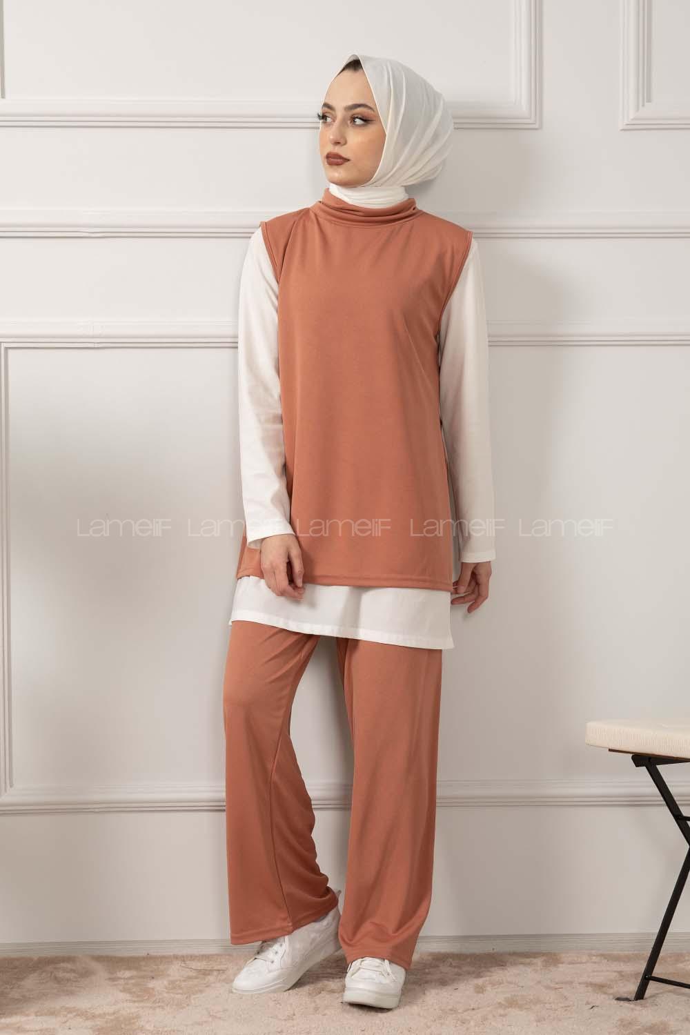 Modalamelif Yarım Balıkçı yaka 3 Lü  Takım Pastel Pudra