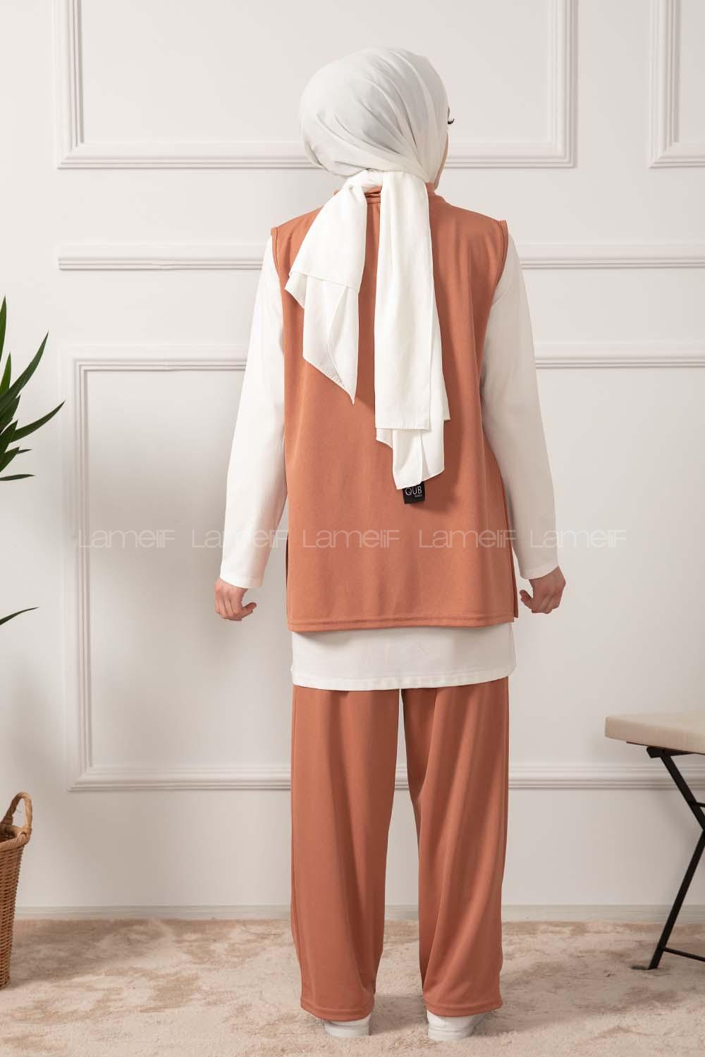 Modalamelif Yarım Balıkçı yaka 3 Lü  Takım Pastel Pudra