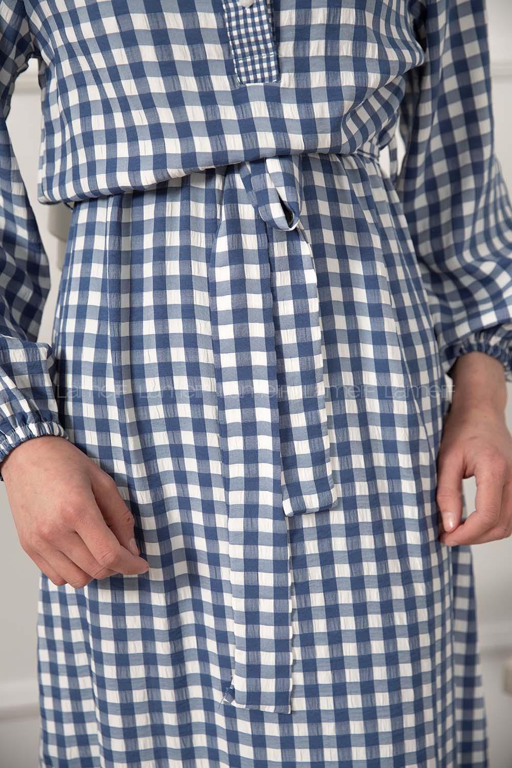 Modalamelif Yarım Balıkçı Yaka Pötikare Elbise Açık Mavi