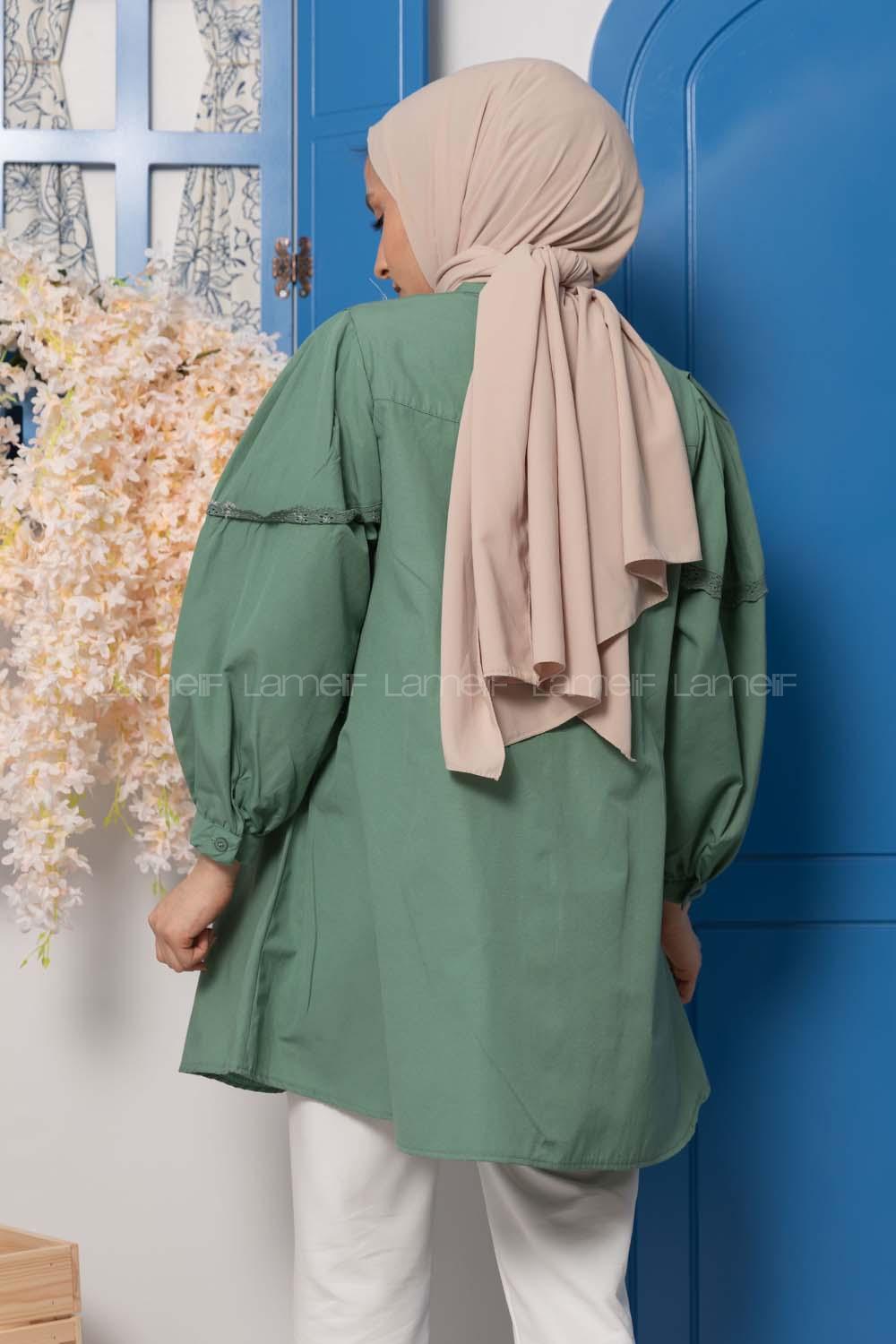 Modalamelif Balon Kol Gipeli Gömlek Tunik Çağla