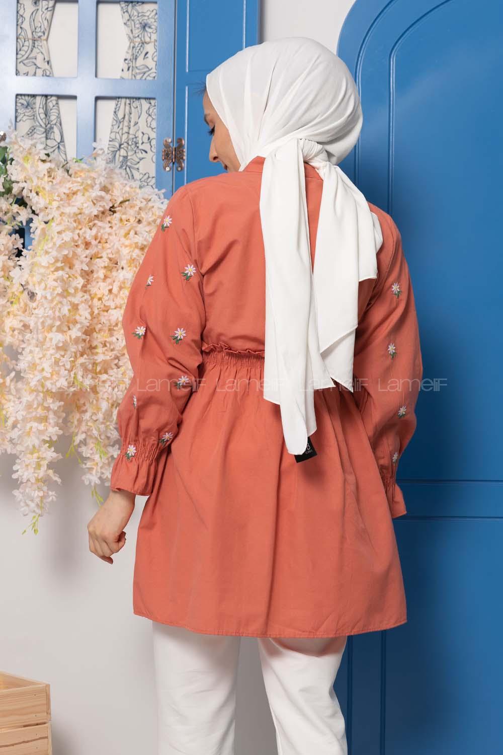 Modalamelif Bel Lastikli Nakışlı Tunik Gül