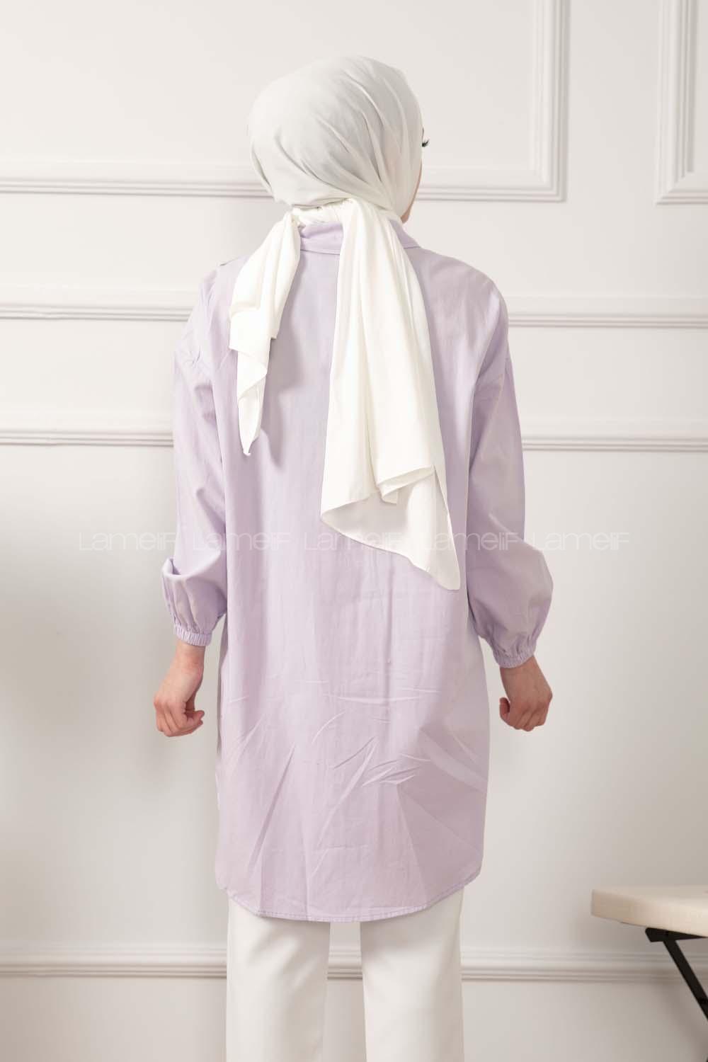 Modalamelif Cep Garnili Gömlek Lila