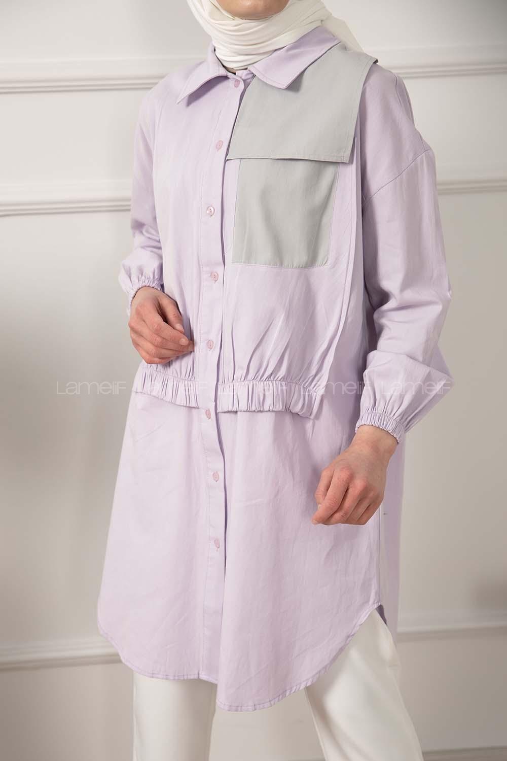 Modalamelif Cep Garnili Gömlek Lila