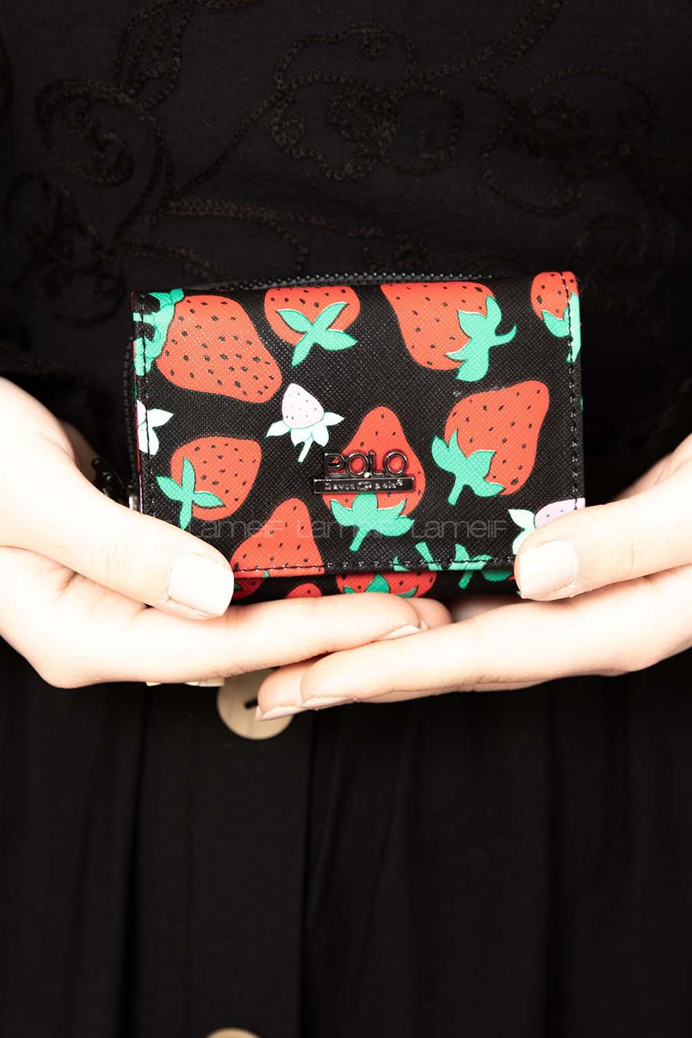 Modalamelif David Polo Çilek Desenli Cüzdan